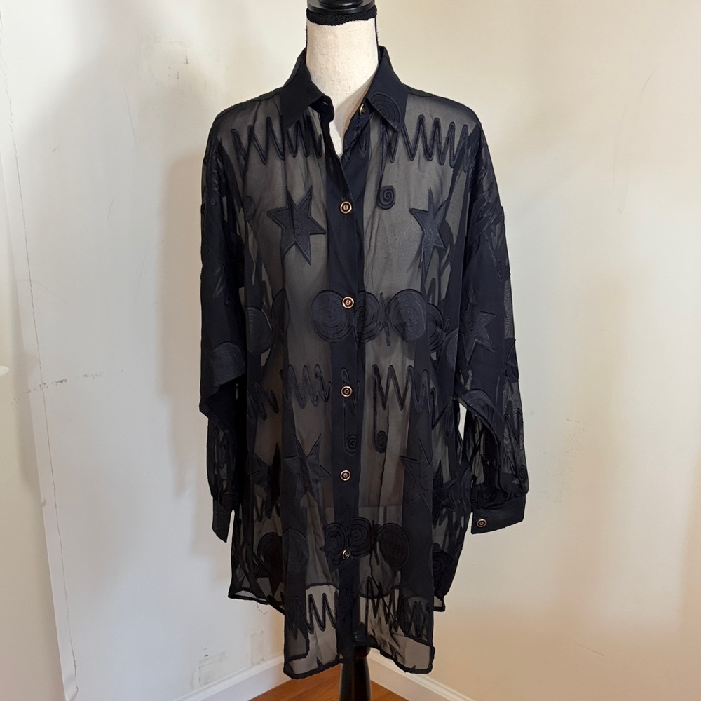 Sand Dollars, Black Sheer Womens long shirt